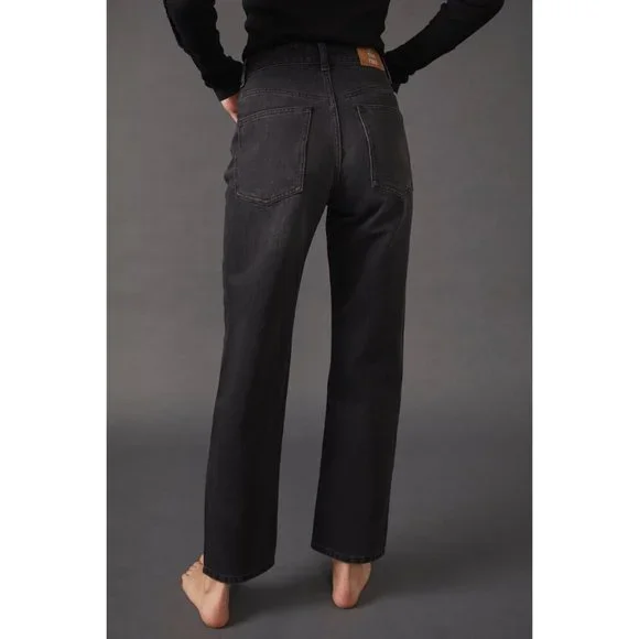 🎉LAST CHANCE🎉 FREE PEOPLE Pacifica Straight Leg Jeans / Worn Black - Picture 4 of 11